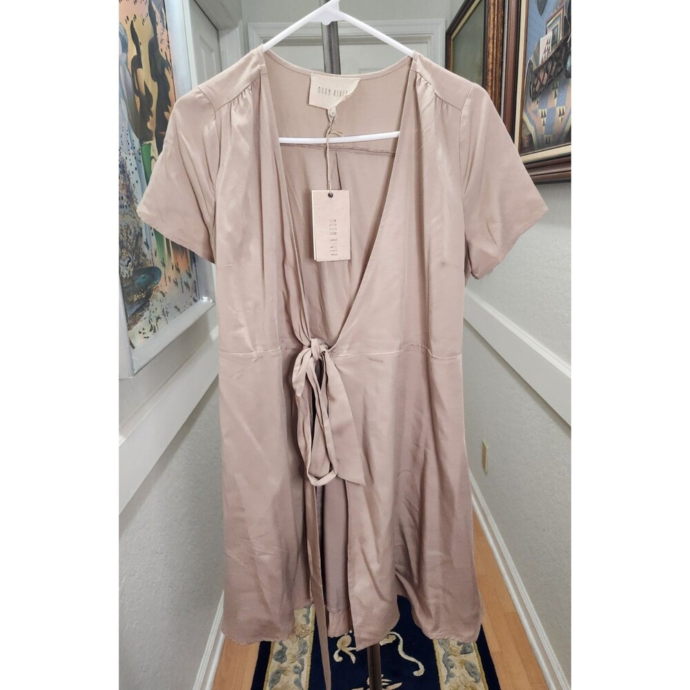 Womens Moon River Anthropologie Tincel Wrap Dress Size Small Beige Khaki NWT